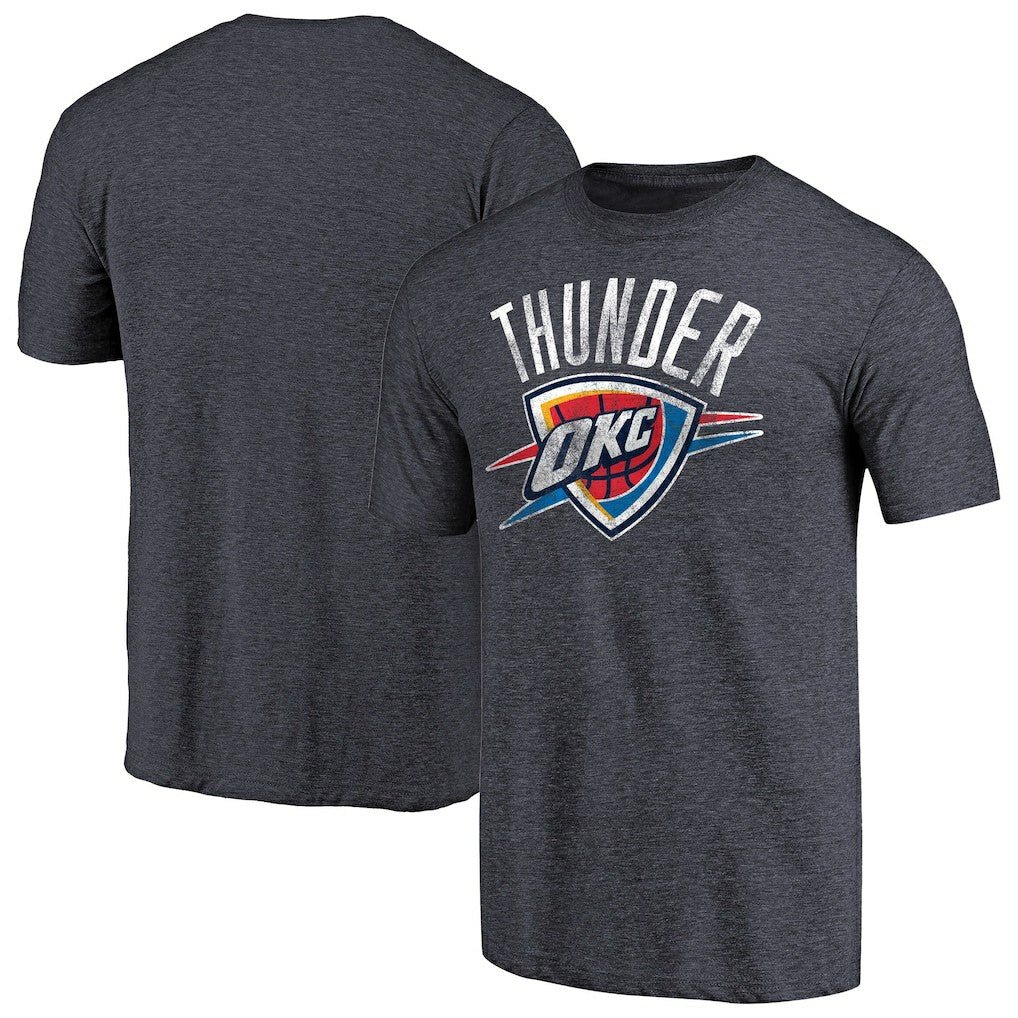 Heather Navy Oklahoma City Thunder Distressed Team Logo Tri-Blend T-Shirt | NBA