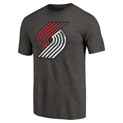 Heather Black Portland Trail Blazers Distressed Team Logo Tri-Blend T-Shirt | NBA