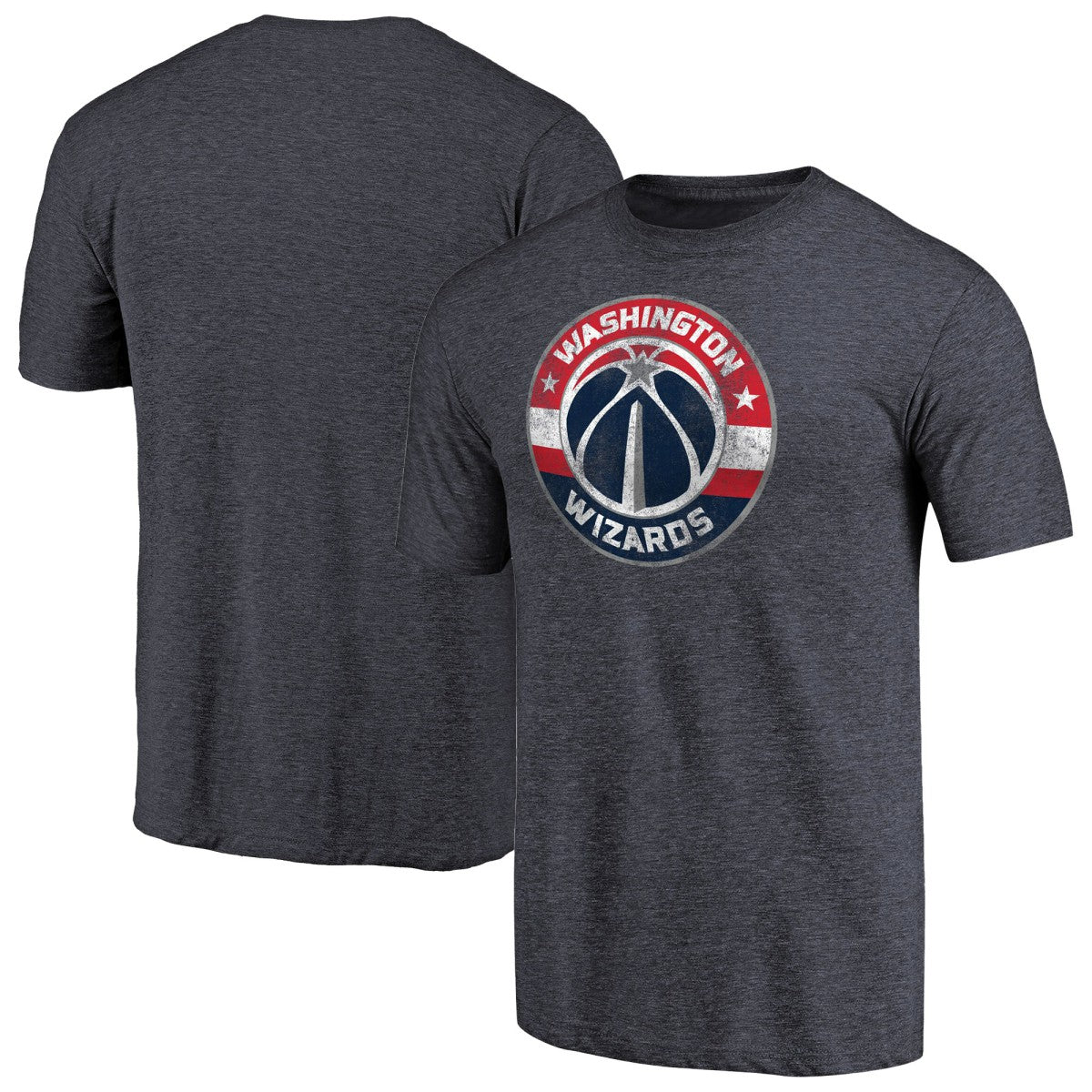 Heather Navy Washington Wizards Distressed Team Logo Tri-Blend T-Shirt | NBA