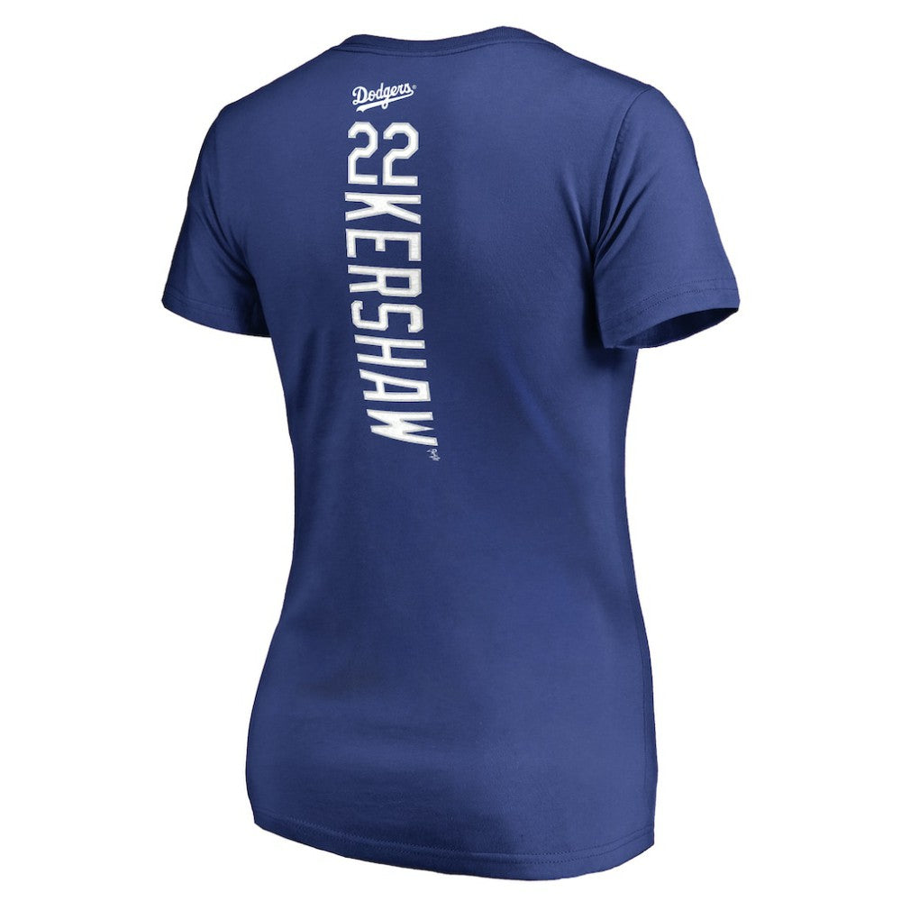 Clayton Kershaw Los Angeles Dodgers Women's Backer Name & Number V-Neck T-Shirt - MLB T-shirts