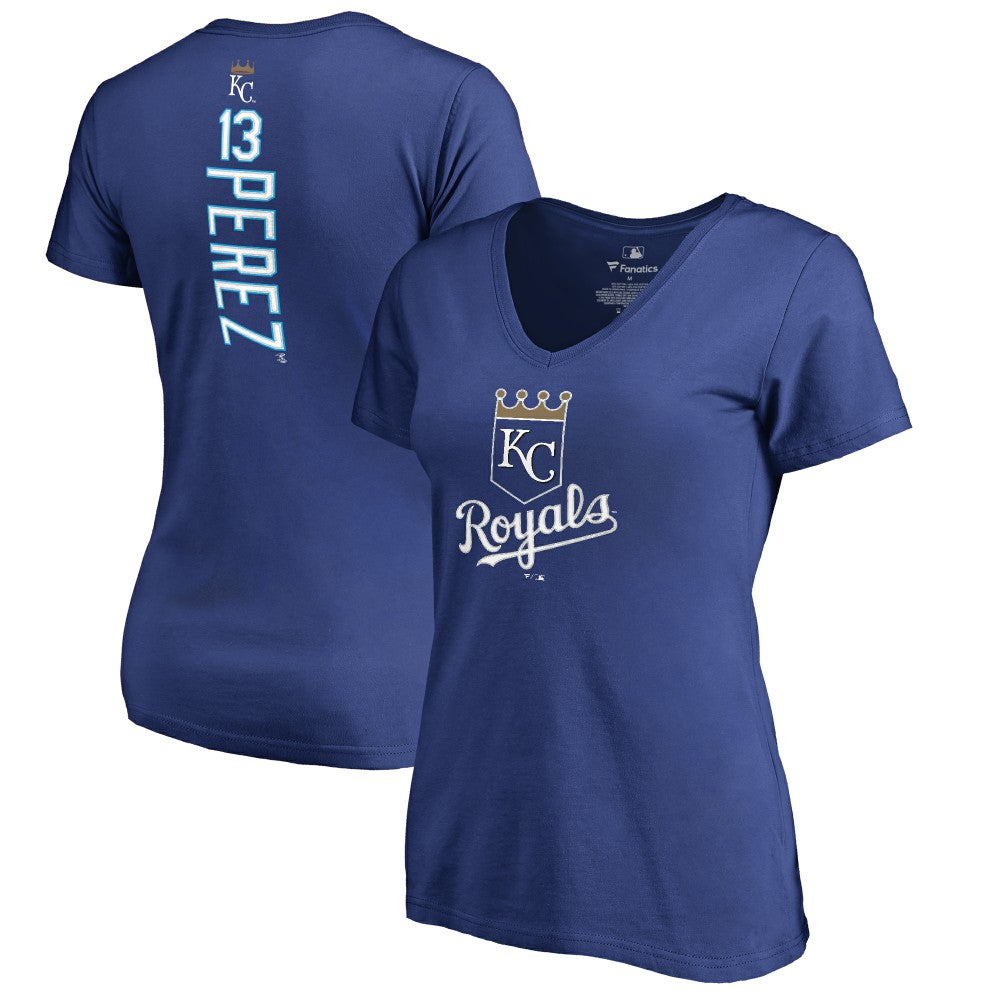 Salvador Perez Kansas City Royals Women's Backer V-Neck T-Shirt - MLB T-shirts