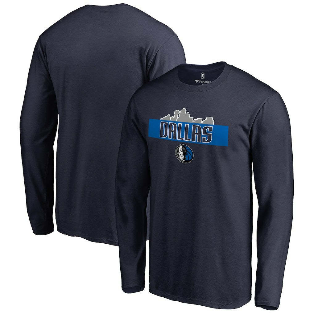 Navy Dallas Mavericks Hometown Collection Skyline Long Sleeve T-Shirt sale | NBA