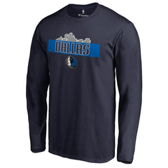 Navy Dallas Mavericks Hometown Collection Skyline Long Sleeve T-Shirt sale | NBA