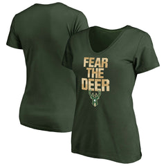 Green Milwaukee Bucks Women's Mantra V-Neck T-Shirt | NBA