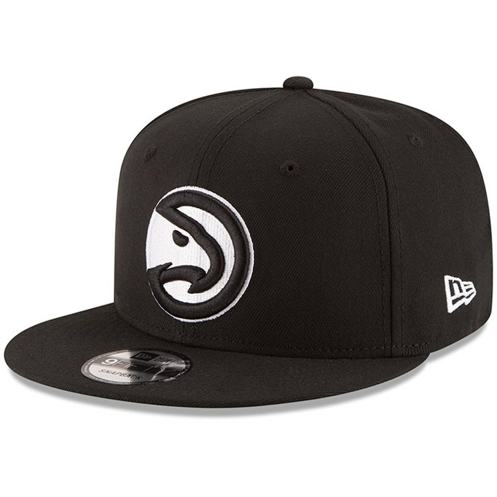 Black Atlanta Hawks Black & White Logo 9FIFTY Adjustable Snapback Hat | NBA