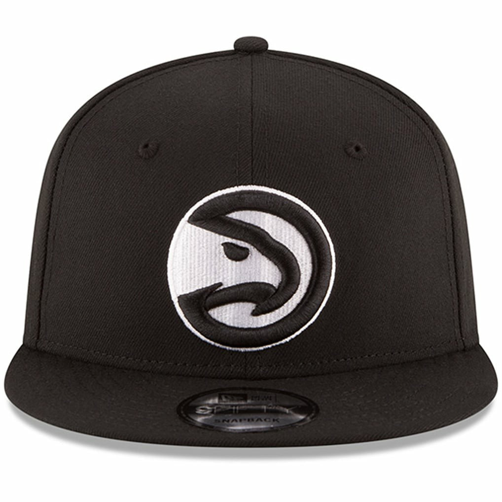 Black Atlanta Hawks Black & White Logo 9FIFTY Adjustable Snapback Hat | NBA