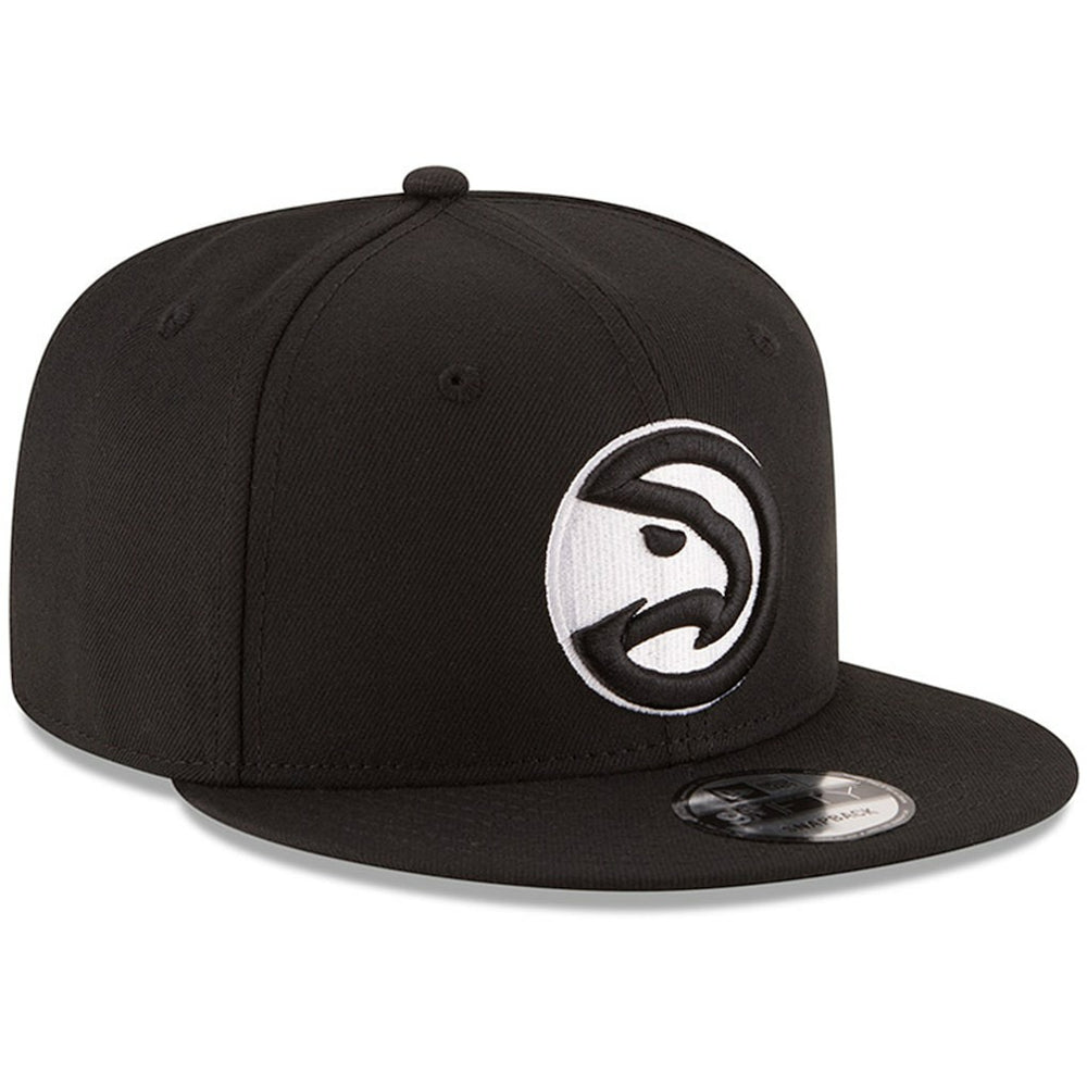 Black Atlanta Hawks Black & White Logo 9FIFTY Adjustable Snapback Hat | NBA