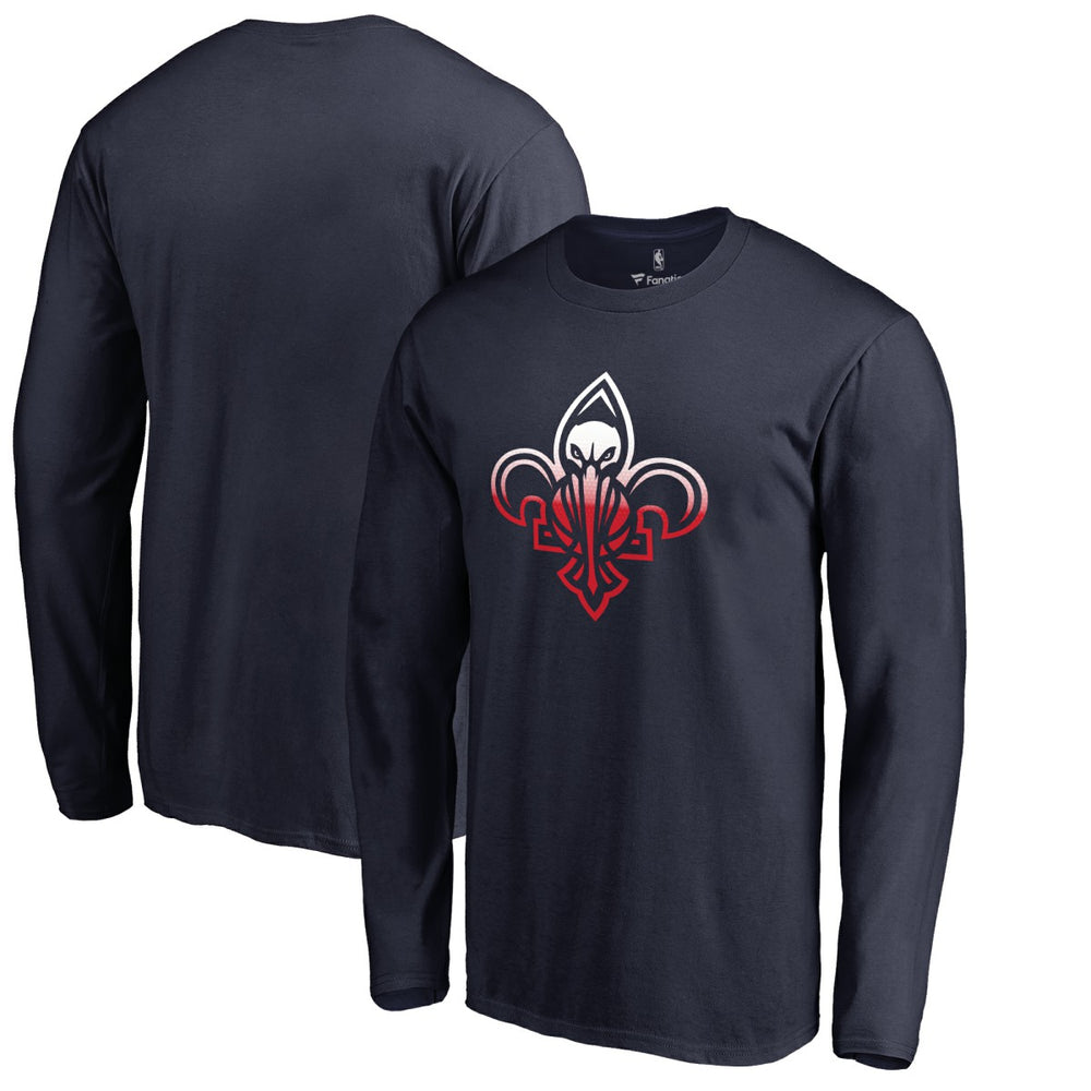 Navy New Orleans Pelicans Gradient Logo Long Sleeve T-Shirt | NBA