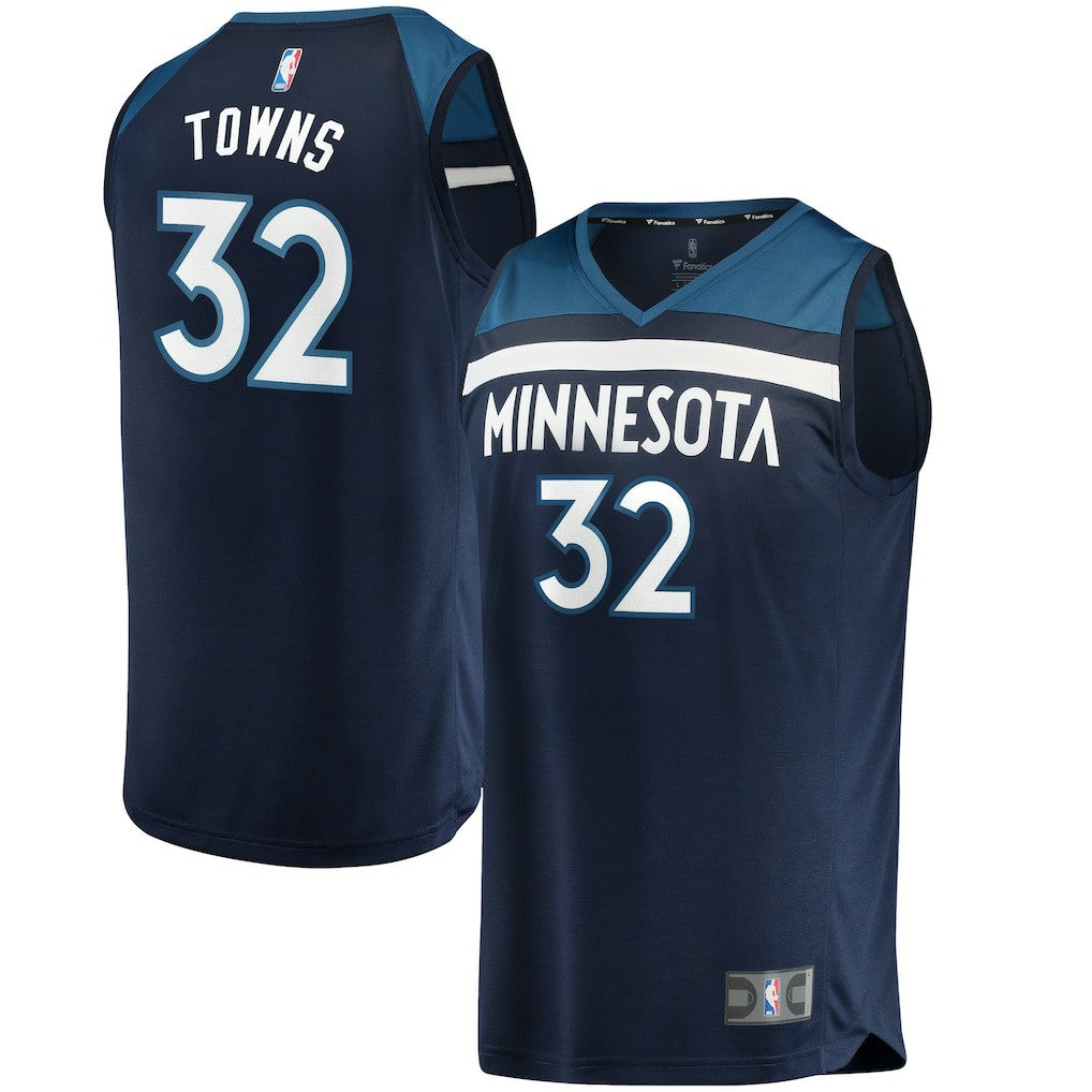 Icon Edition Karl-Anthony Towns Minnesota Timberwolves Fast Break Replica Jersey Navy | NBA