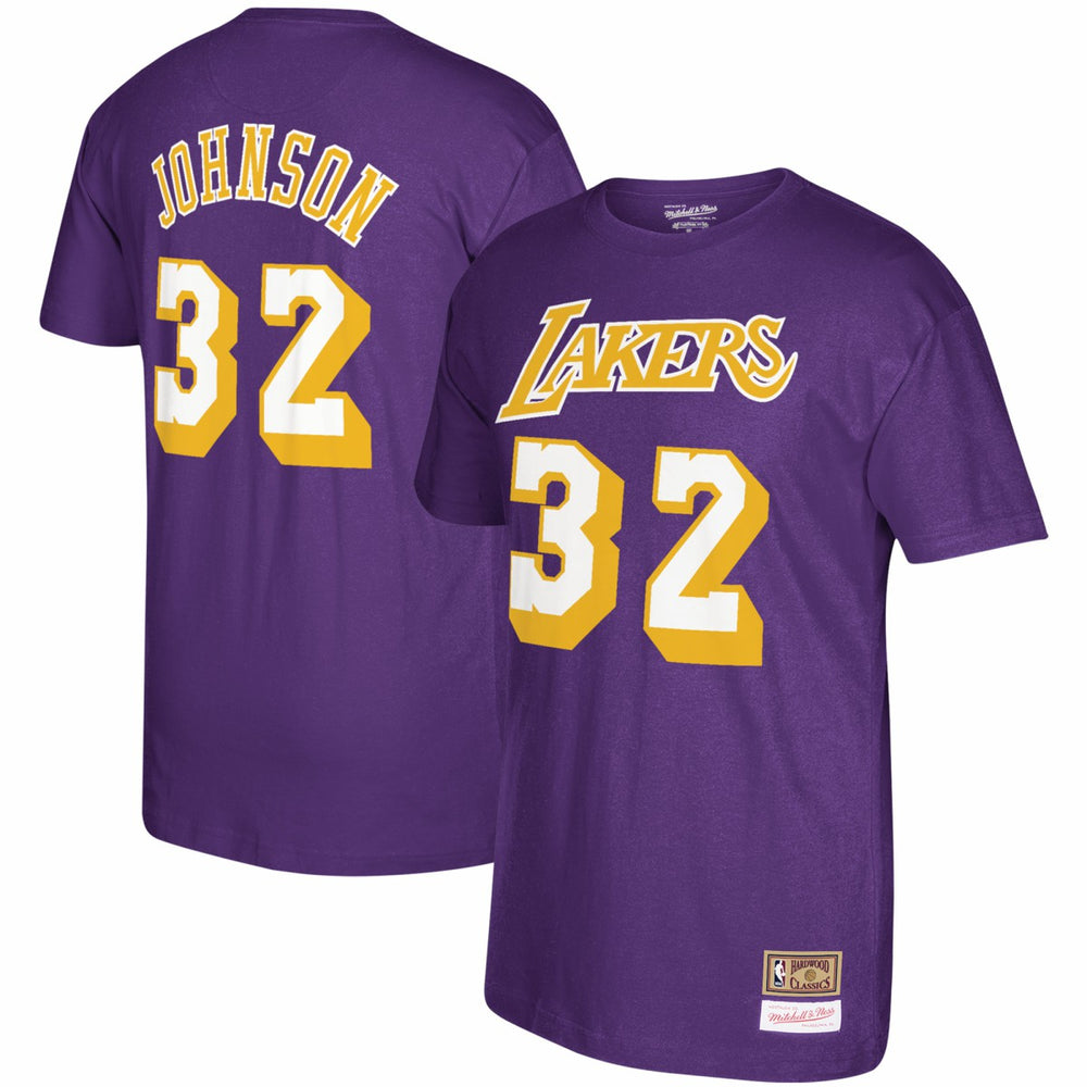 Purple Magic Johnson Los Angeles Lakers Hardwood Classics Name & Number T-Shirt | NBA