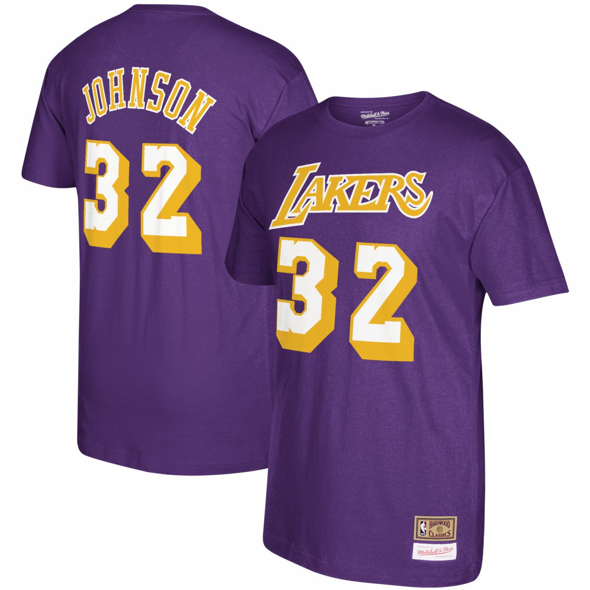 Purple Magic Johnson Los Angeles Lakers Hardwood Classics Name & Number T-Shirt | NBA