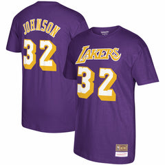 Purple Magic Johnson Los Angeles Lakers Hardwood Classics Name & Number T-Shirt | NBA