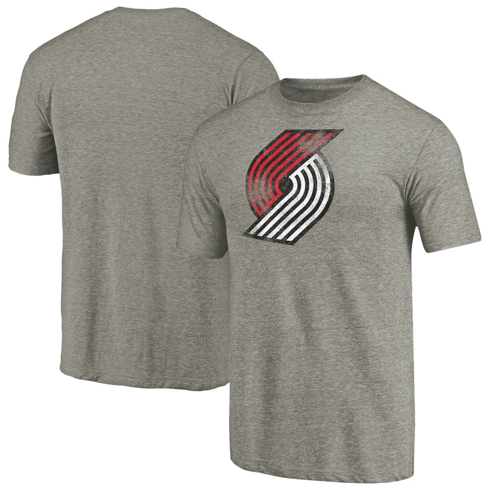 Heather Gray Portland Trail Blazers Distressed Team Logo Tri-Blend T-Shirt | NBA