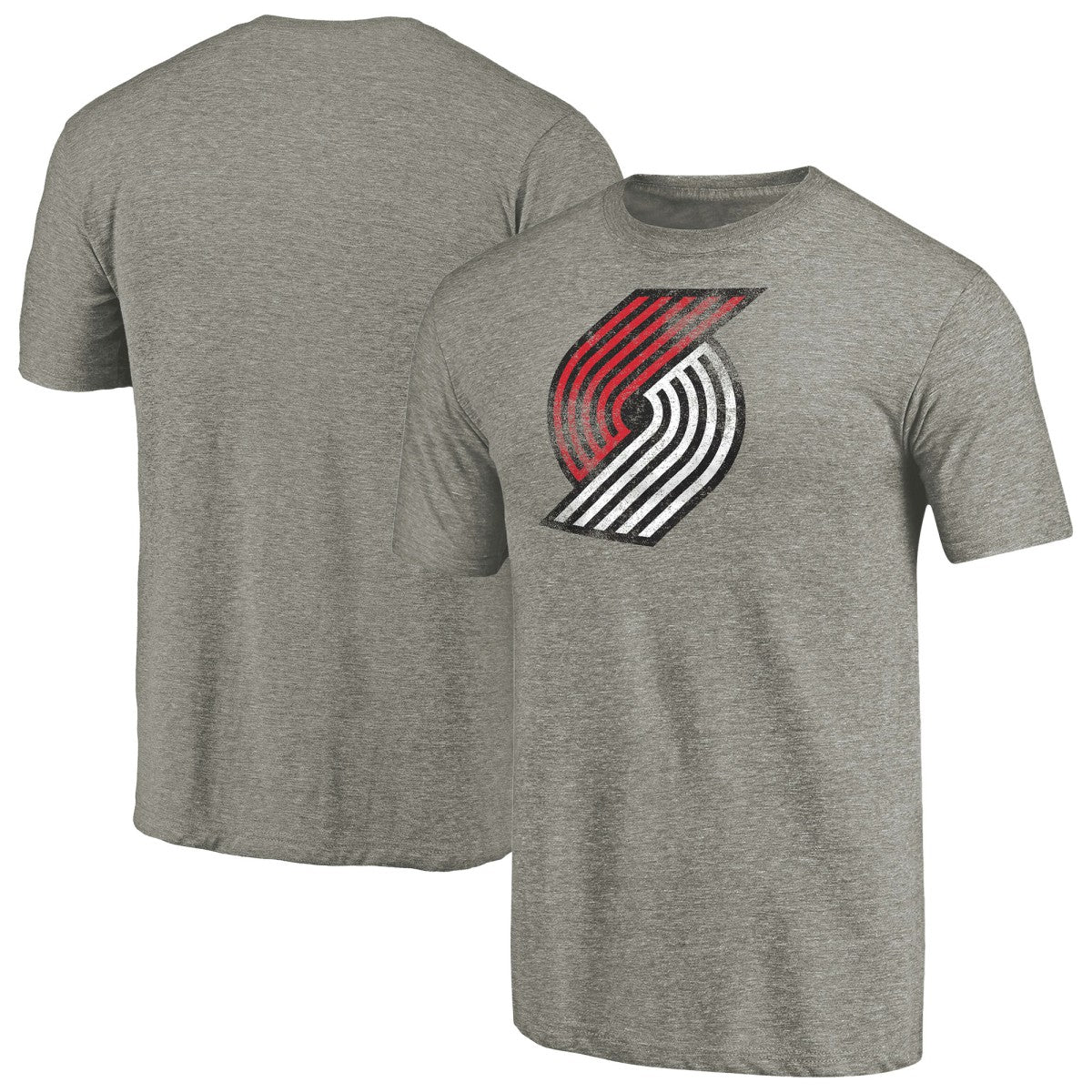 Heather Gray Portland Trail Blazers Distressed Team Logo Tri-Blend T-Shirt | NBA