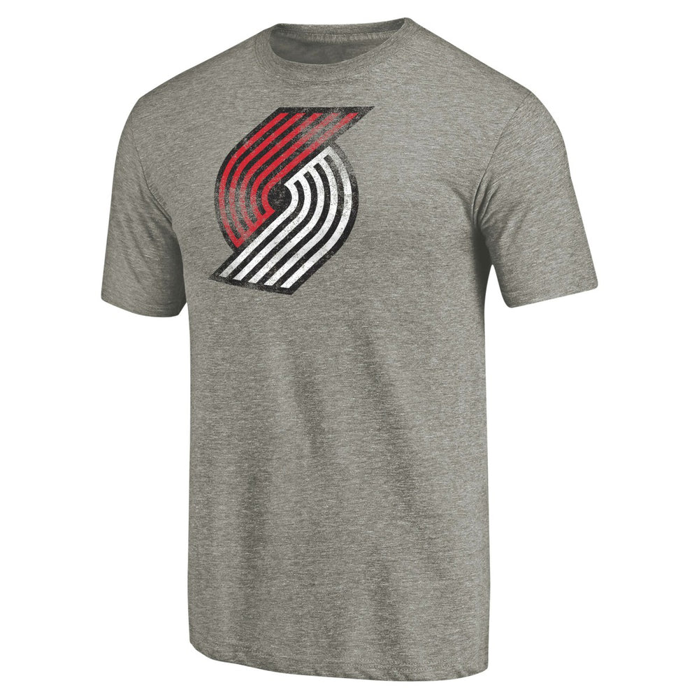 Heather Gray Portland Trail Blazers Distressed Team Logo Tri-Blend T-Shirt | NBA