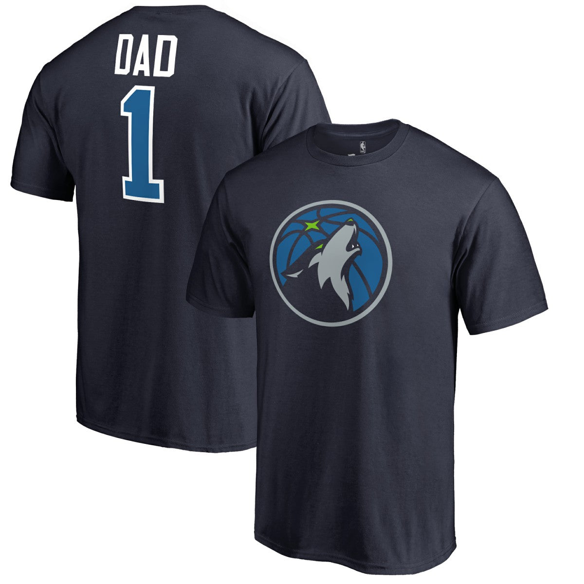 Navy Minnesota Timberwolves #1 Dad T-Shirt | NBA