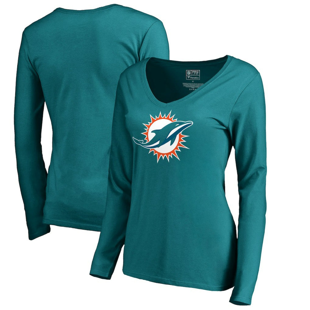 Miami Dolphins Women's Primary Logo V-Neck Long-Sleeve T-Shirt | NFL On sale