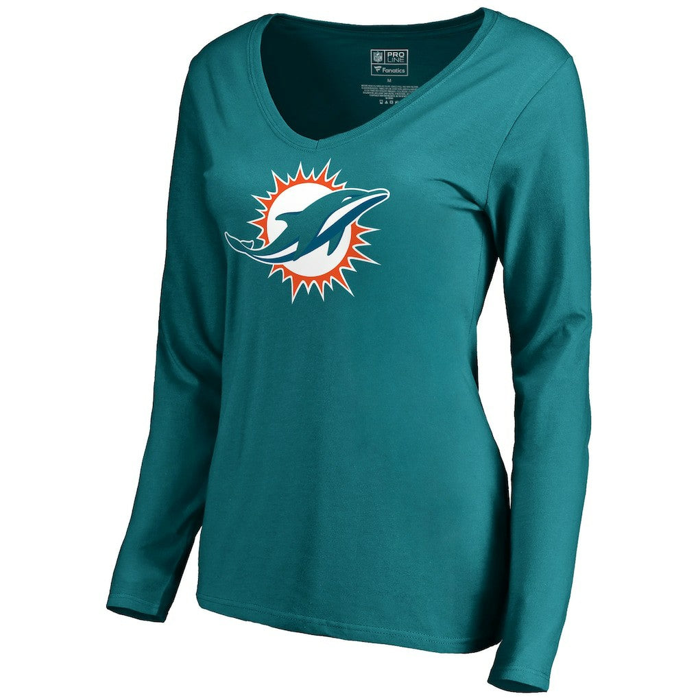 Miami Dolphins Women's Primary Logo V-Neck Long-Sleeve T-Shirt | NFL On sale