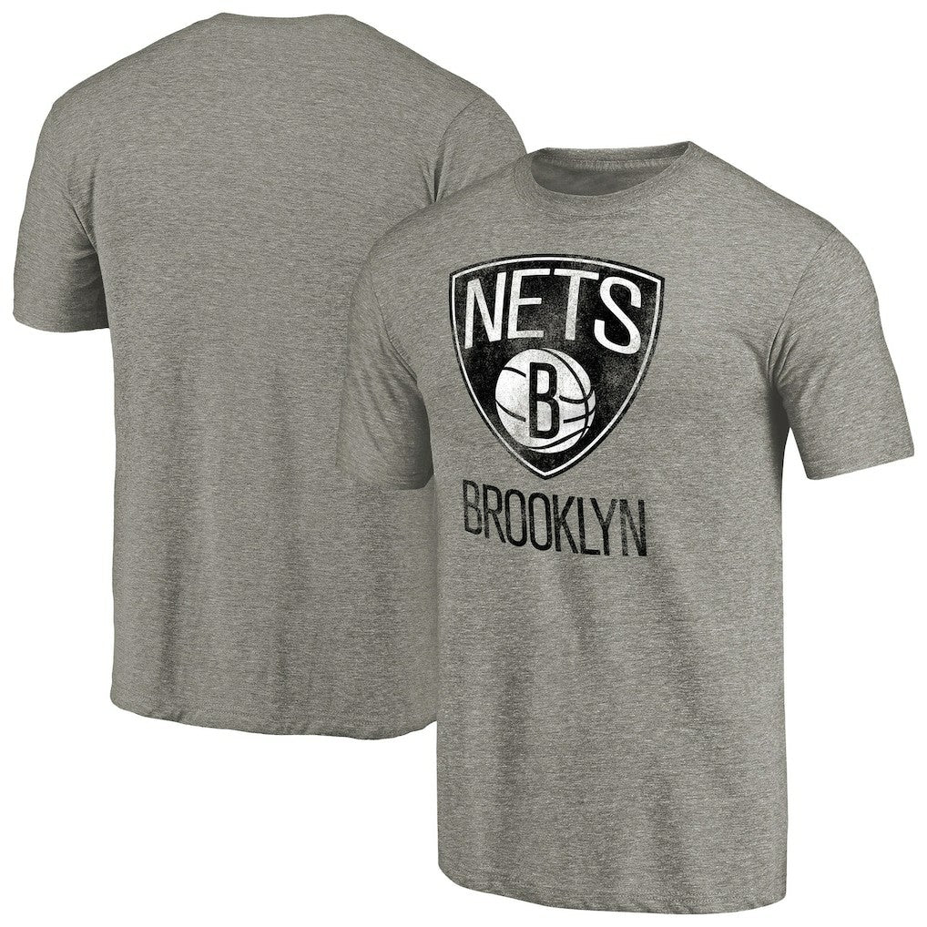 Heather Gray Brooklyn Nets Distressed Team Logo Tri-Blend T-Shirt | NBA