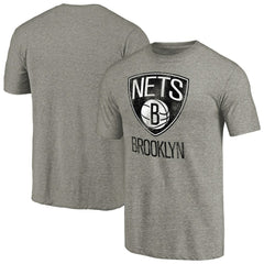 Heather Gray Brooklyn Nets Distressed Team Logo Tri-Blend T-Shirt | NBA