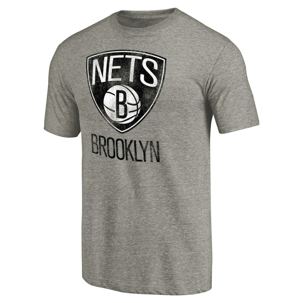 Heather Gray Brooklyn Nets Distressed Team Logo Tri-Blend T-Shirt | NBA