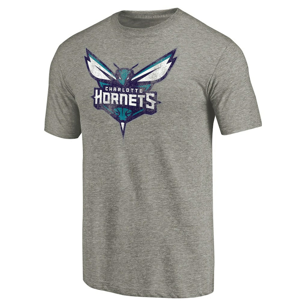 Heather Gray Charlotte Hornets Distressed Team Logo Tri-Blend T-Shirt | NBA