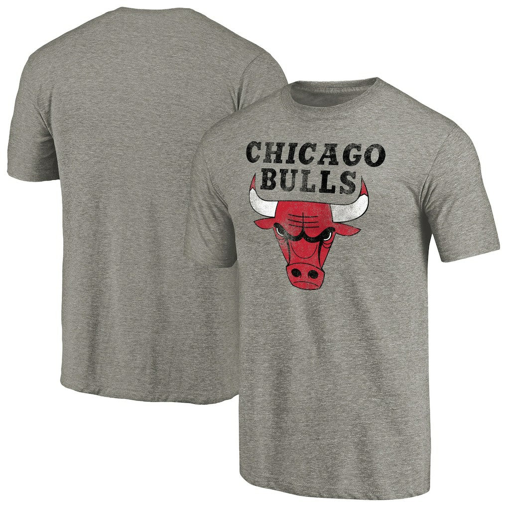 Heather Gray Chicago Bulls Distressed Team Logo Tri-Blend T-Shirt sale | NBA