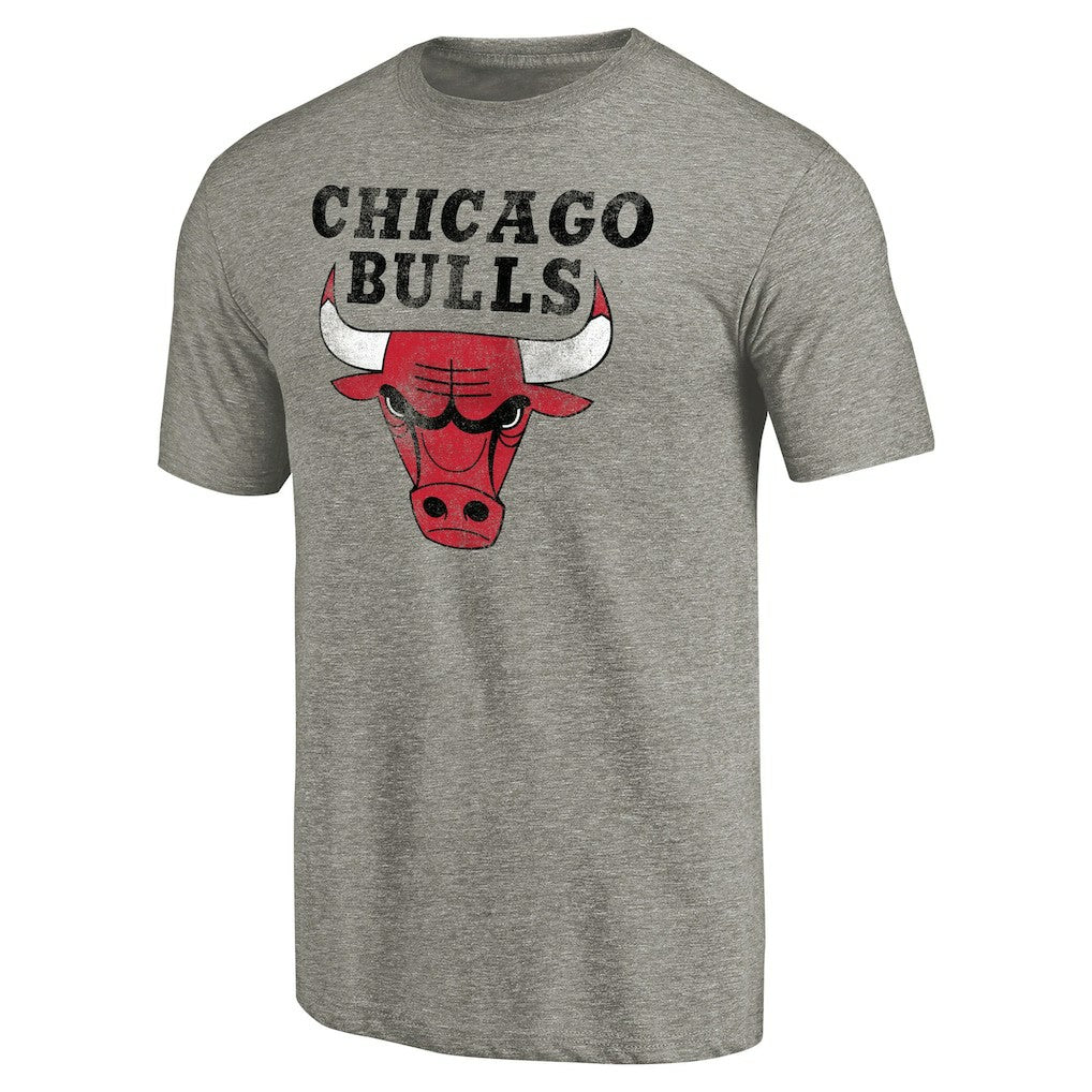 Heather Gray Chicago Bulls Distressed Team Logo Tri-Blend T-Shirt sale | NBA