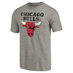 Heather Gray Chicago Bulls Distressed Team Logo Tri-Blend T-Shirt sale | NBA