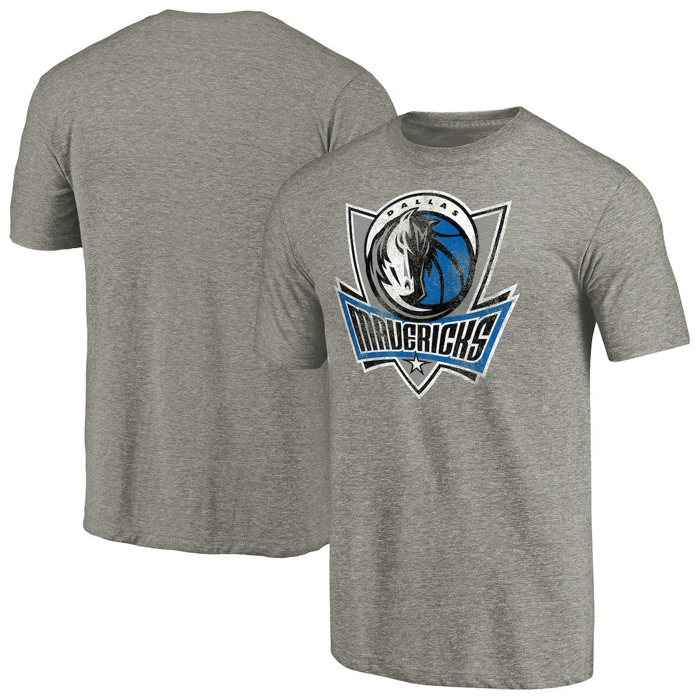 Heather Gray Dallas Mavericks Distressed Team Logo Tri-Blend T-Shirt sale | NBA