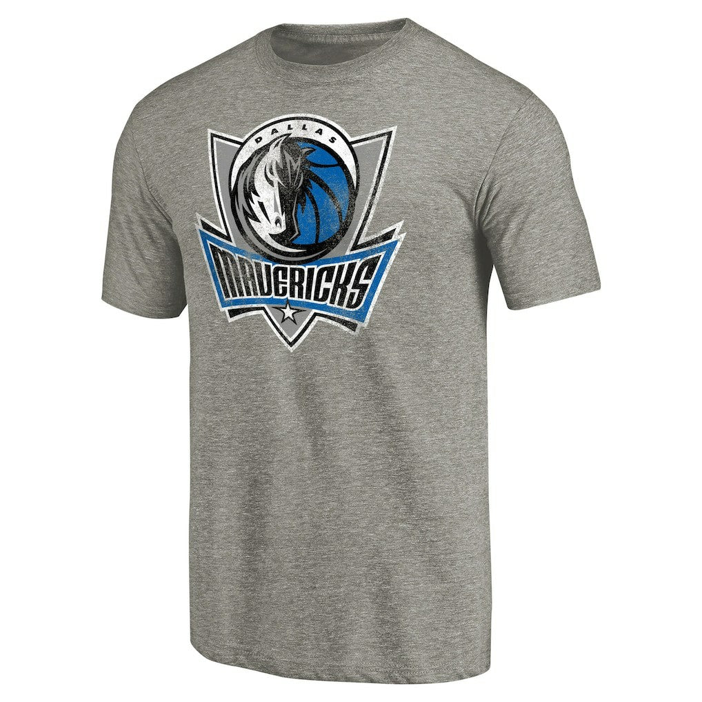 Heather Gray Dallas Mavericks Distressed Team Logo Tri-Blend T-Shirt sale | NBA