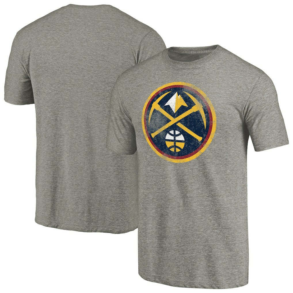 Heather Gray Denver Nuggets Distressed Team Logo Tri-Blend T-Shirt sale | NBA