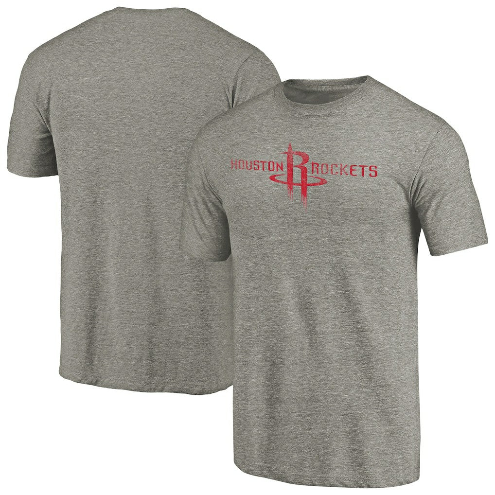 Heather Gray Houston Rockets Distressed Team Logo Tri-Blend T-Shirt | NBA