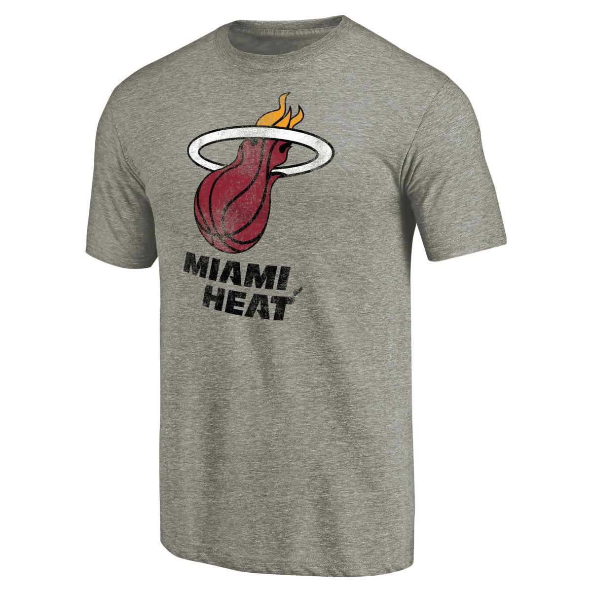 Heather Gray Miami Heat Distressed Team Logo Tri-Blend T-Shirt | NBA