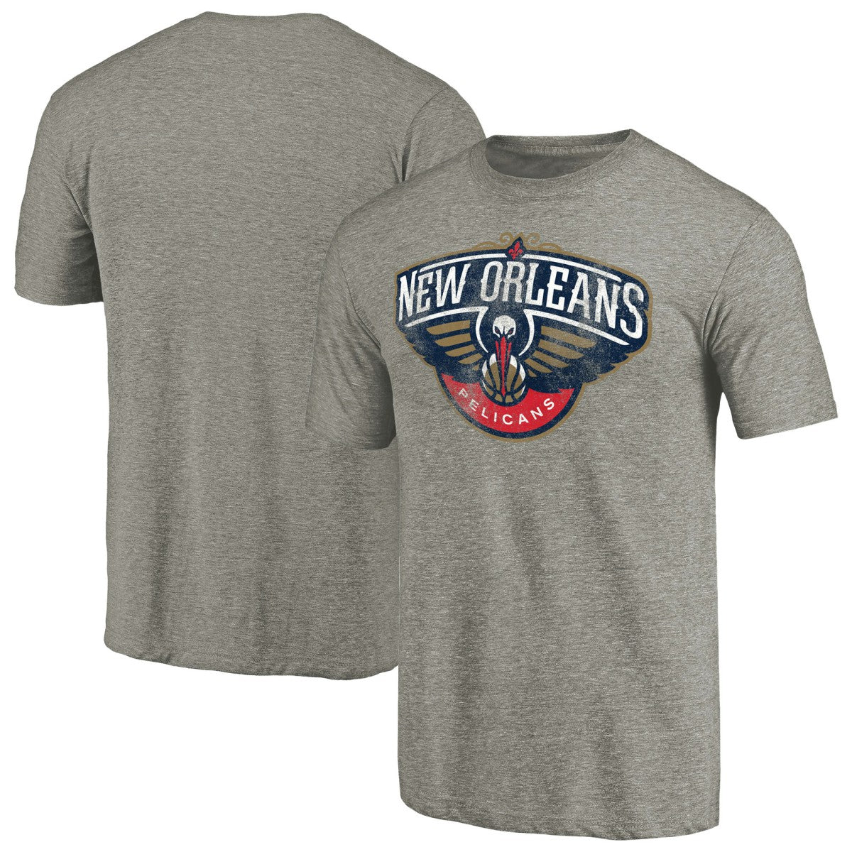 Heather Gray New Orleans Pelicans Distressed Team Logo Tri-Blend T-Shirt | NBA