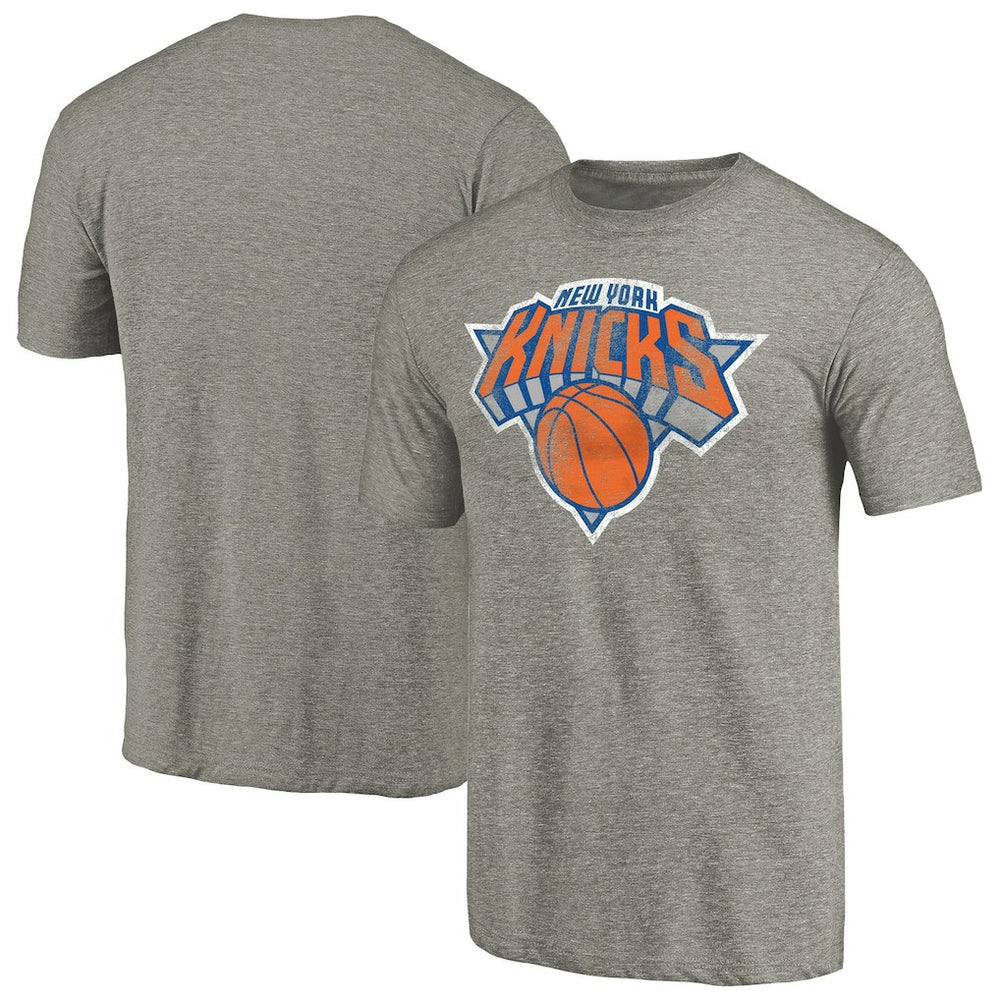 Heather Gray New York Knicks Distressed Team Logo Tri-Blend T-Shirt | NBA
