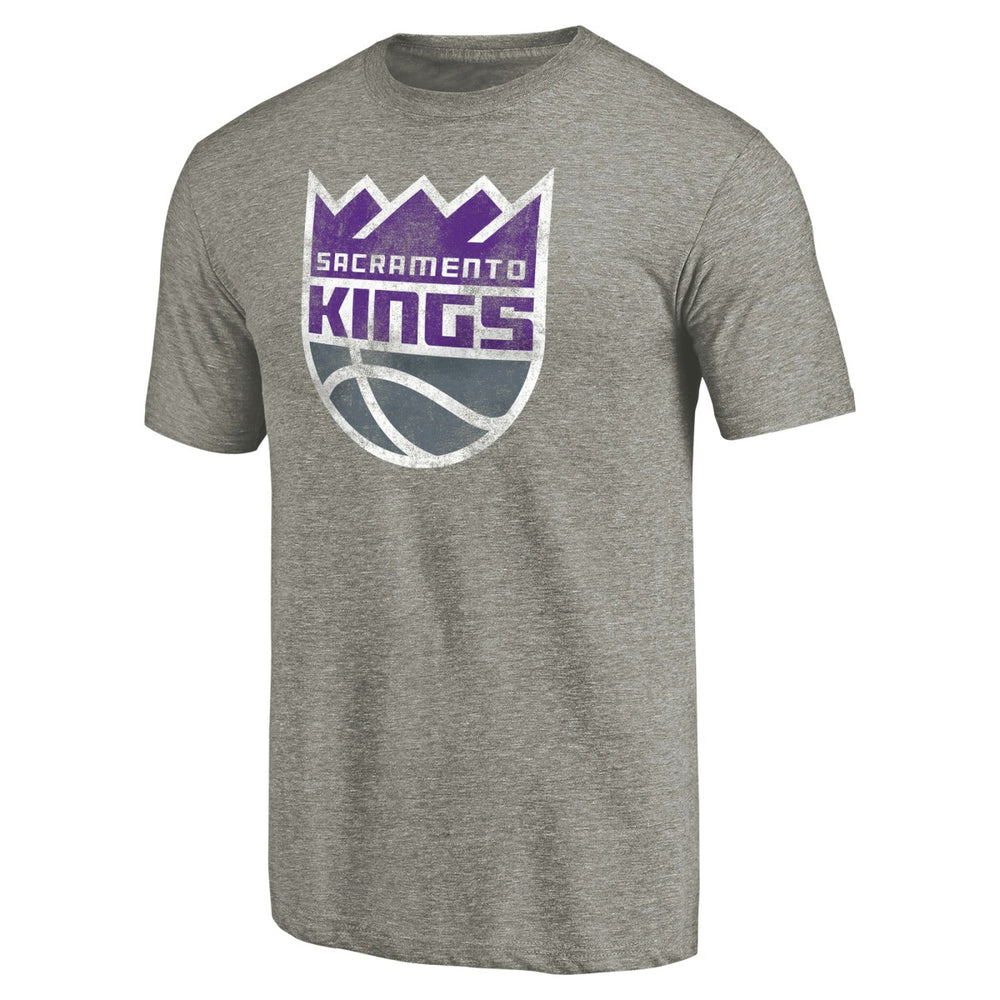Heather Gray Sacramento Kings Distressed Team Logo Tri-Blend T-Shirt | NBA