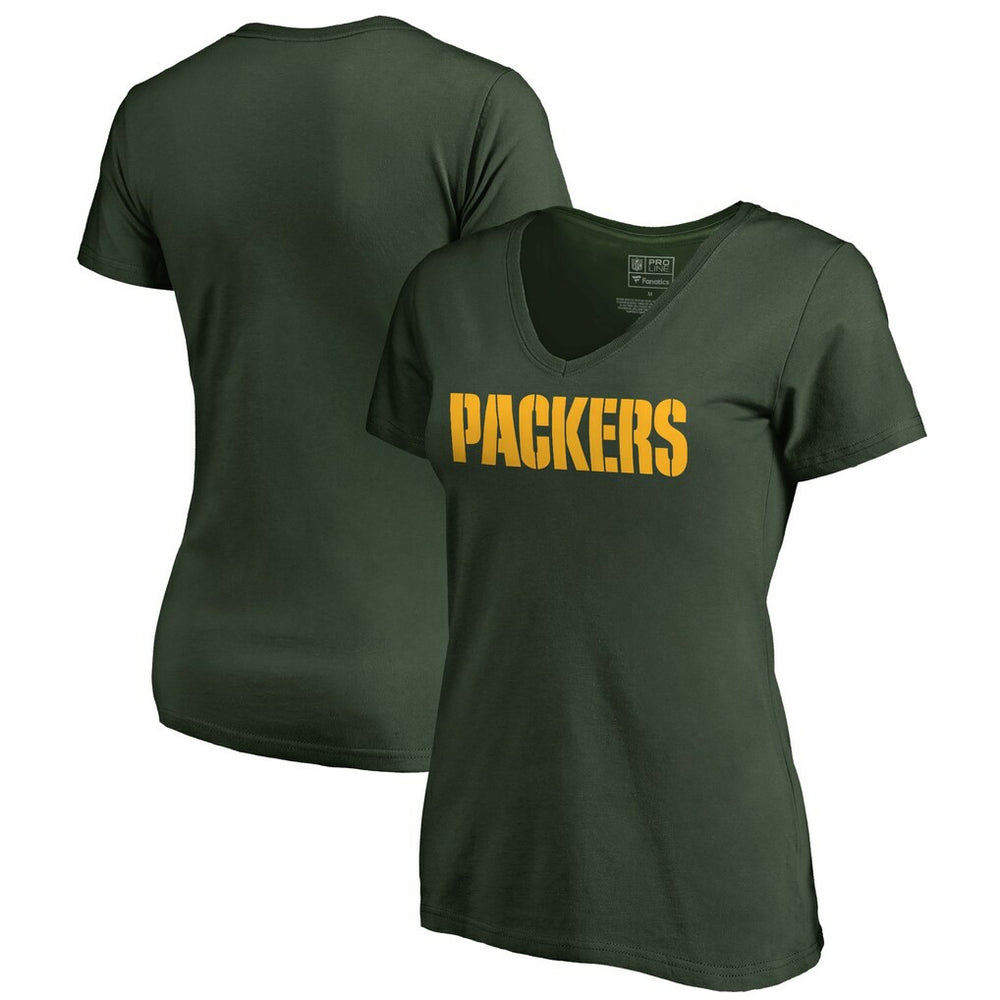 Green Bay Packers Women's Wordmark V-Neck T-Shirt | NFL On sale
