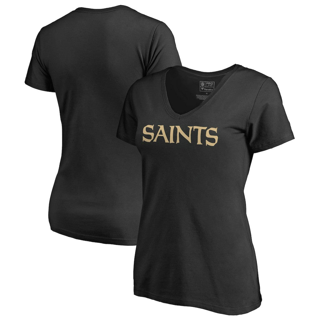 New Orleans Saints Women's Wordmark V-Neck T-Shirt | NFL Outlet