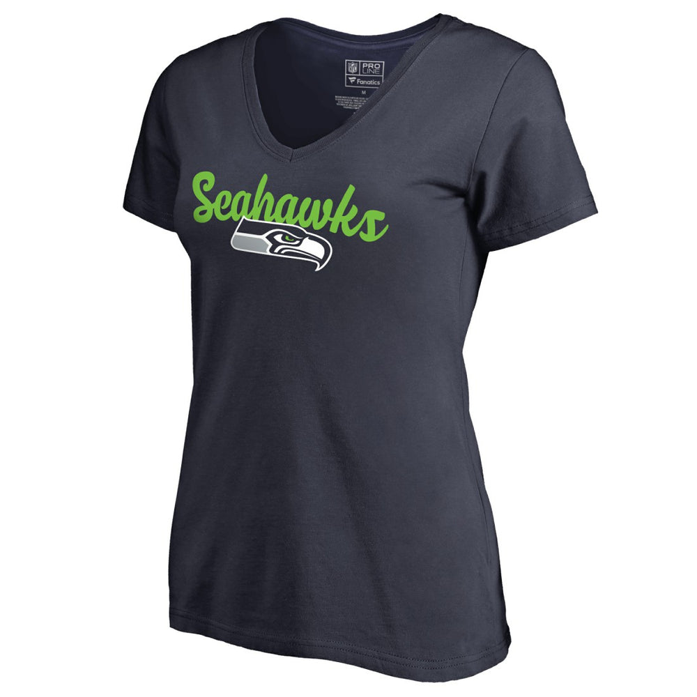 Seattle Seahawks Women's Freehand V-Neck T-Shirt | NFL Hot