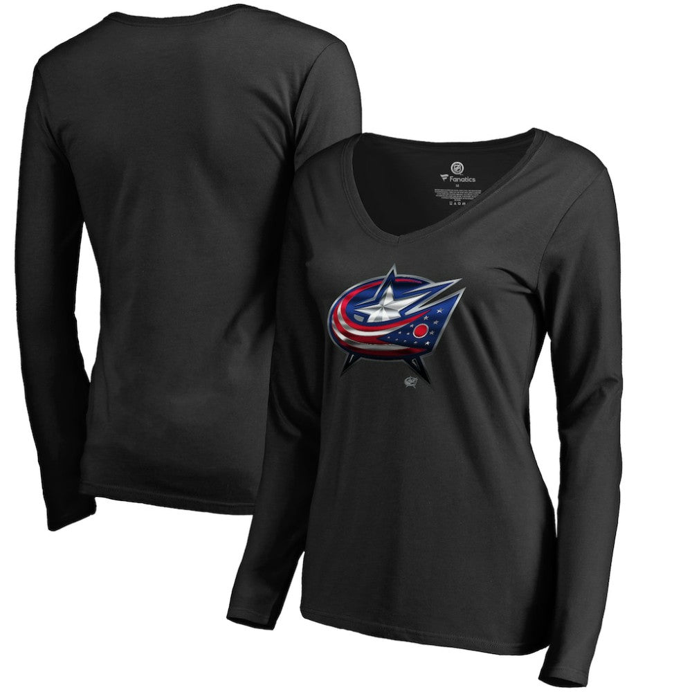 Columbus Blue Jackets Women's Midnight Mascot Long Sleeve V-Neck T-Shirt -  NHL T-shirts