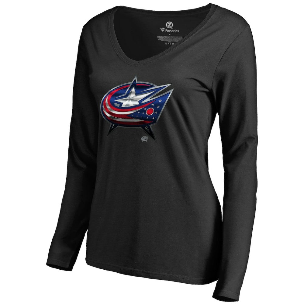 Columbus Blue Jackets Women's Midnight Mascot Long Sleeve V-Neck T-Shirt -  NHL T-shirts