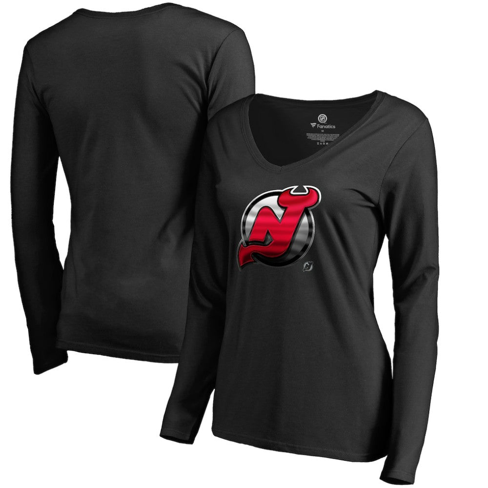New Jersey Devils Women's Midnight Mascot Long Sleeve V-Neck T-Shirt -  NHL T-shirts