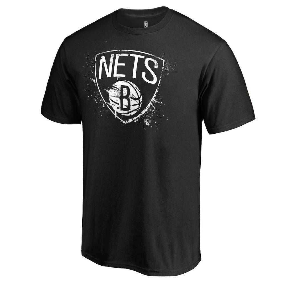 Black Brooklyn Nets Splatter Logo T-Shirt | NBA