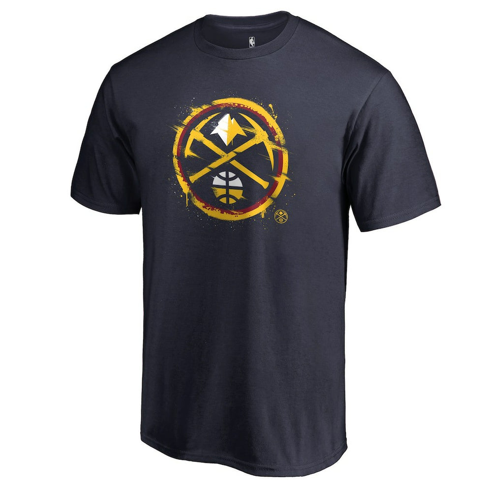 Navy Denver Nuggets Splatter Logo T-Shirt sale | NBA