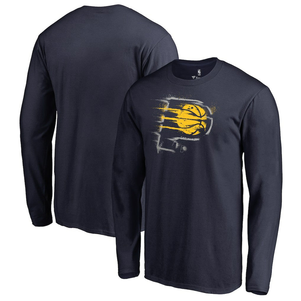 Navy Indiana Pacers Splatter Logo Long Sleeve T-Shirt | NBA