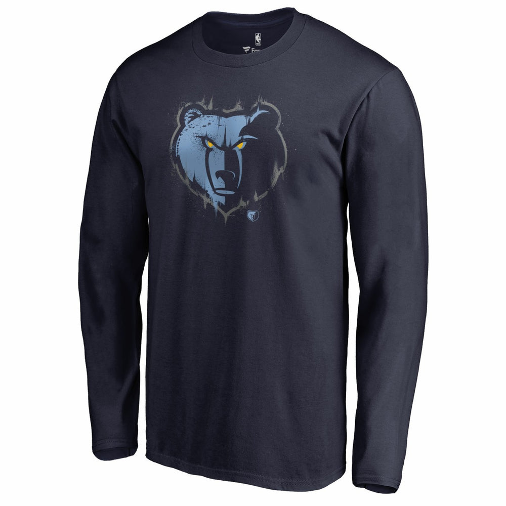 Navy Memphis Grizzlies Splatter Logo Long Sleeve T-Shirt | NBA