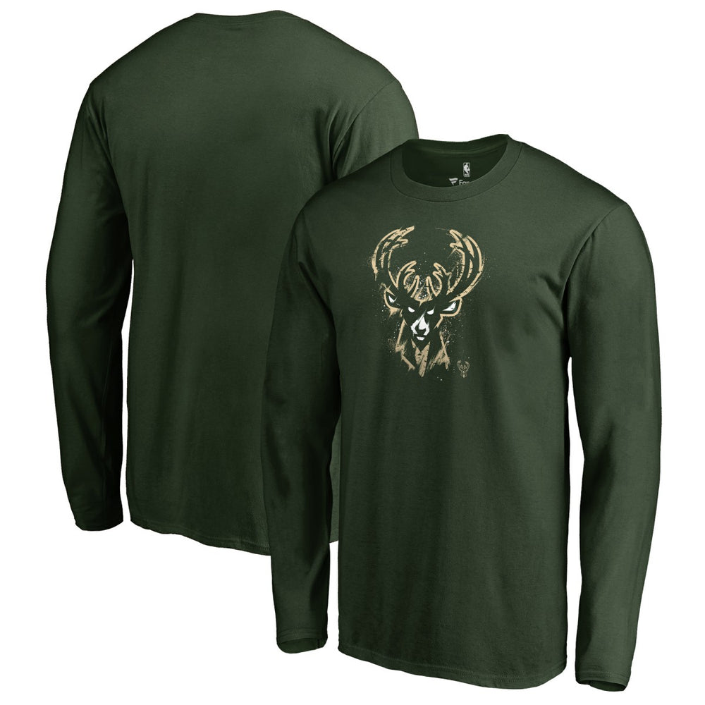 Green Milwaukee Bucks Splatter Logo Long Sleeve T-Shirt | NBA