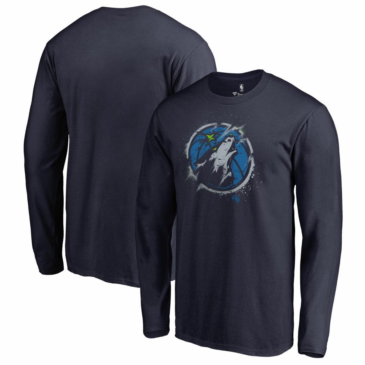 Navy Minnesota Timberwolves Splatter Logo Long Sleeve T-Shirt | NBA