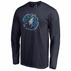 Navy Minnesota Timberwolves Splatter Logo Long Sleeve T-Shirt | NBA
